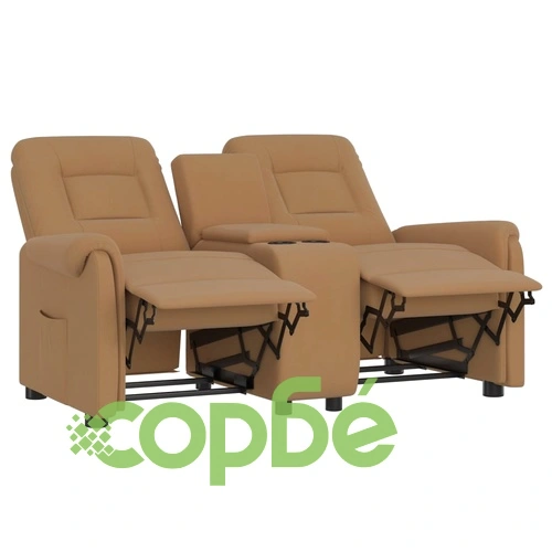 2-местен масажен реклайнер с поставка за чаша, таупе ➤ топ цена ➤ sorbe.bg