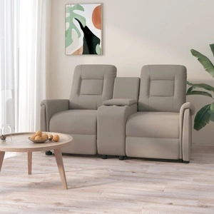 2-местен масажен наклоняем стол с поставка за чаша, светлосив