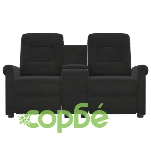 2-местен масажен реклайнер с държачи за чаши, черно ➤ топ цена ➤ sorbe.bg