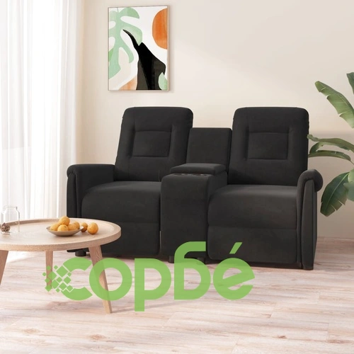 2-местен масажен реклайнер с държачи за чаши, черно ➤ топ цена ➤ sorbe.bg