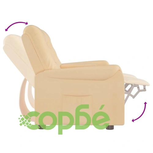 2-местен масажен реклайнер с държач за чаша, кремав ➤ топ цена ➤ sorbe.bg