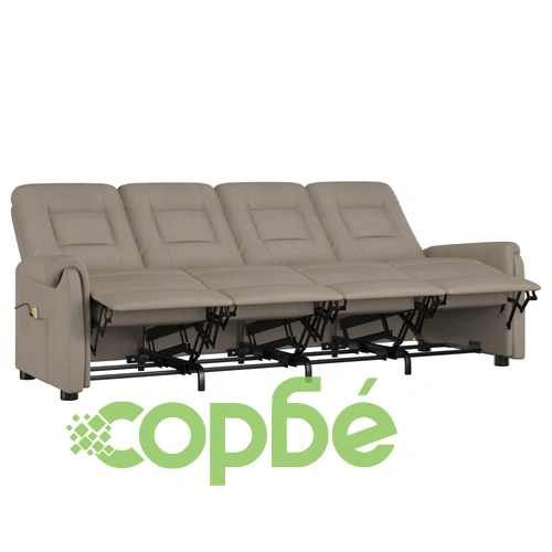 4-местен масажен реклайнер, светлосив, микрофибърна тъкан ➤ топ цена ➤ sorbe.bg