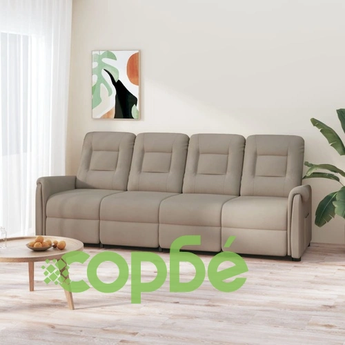 4-местен масажен реклайнер, светлосив, микрофибърна тъкан ➤ топ цена ➤ sorbe.bg