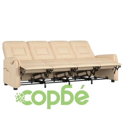 4-местен масажен реклайнер, кремав, микрофибърна тъкан ➤ топ цена ➤ sorbe.bg