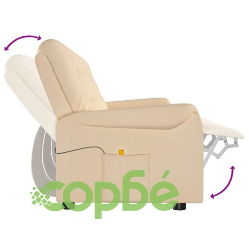 4-местен масажен реклайнер, кремав, микрофибърна тъкан ➤ топ цена ➤ sorbe.bg