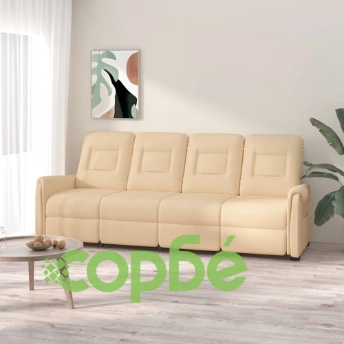 4-местен масажен реклайнер, кремав, микрофибърна тъкан ➤ топ цена ➤ sorbe.bg