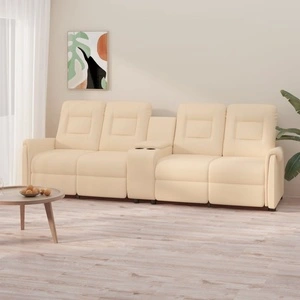 4-местен масажен реклайнер с държач за чаша, кремав