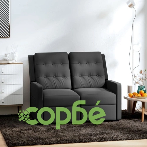 2-местен реклайнер, тъмносив, текстил ➤ топ цена ➤ sorbe.bg