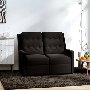 2-местен реклайнер, черен, текстил