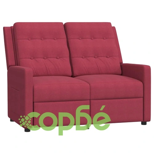 2-местен реклайнер, виненочервен, текстил ➤ топ цена ➤ sorbe.bg