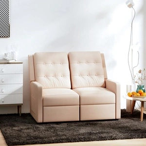 2-местен реклайнер, кремав, текстил