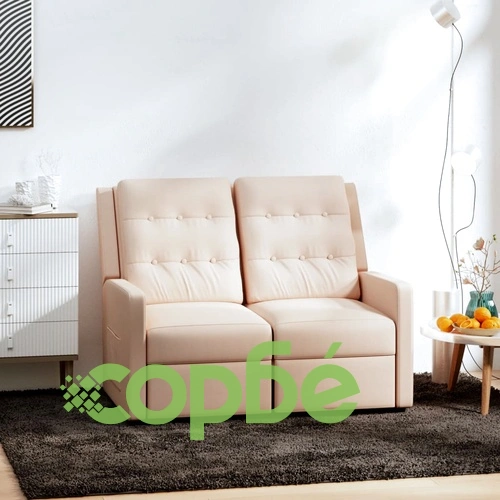 2-местен реклайнер, кремав, текстил ➤ топ цена ➤ sorbe.bg