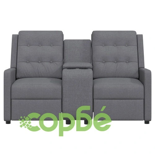 2-местен реклайнер с поставка за чаша, светлосив текстил ➤ топ цена ➤ sorbe.bg