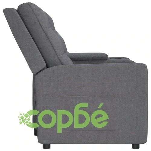 2-местен реклайнер с поставка за чаша, светлосив текстил ➤ топ цена ➤ sorbe.bg