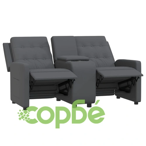 2-местен реклайнер с поставка за чаша, тъмносив текстил ➤ топ цена ➤ sorbe.bg