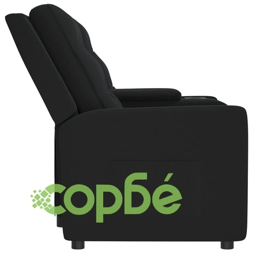 2-местен реклайнер с поставка за чаша, черен, текстил ➤ топ цена ➤ sorbe.bg