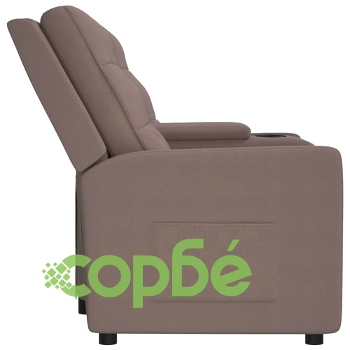 2-местен реклайнер с поставка за чаша, таупе, текстил ➤ топ цена ➤ sorbe.bg