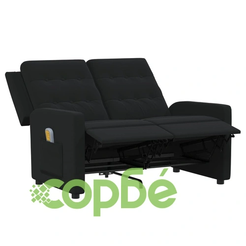 2-местен масажен реклайнер, черен, текстил ➤ топ цена ➤ sorbe.bg