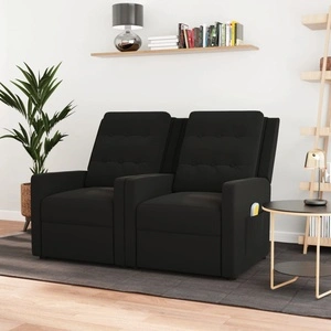 2-местен масажен реклайнер, черен, текстил