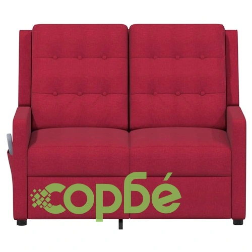 2-местен масажен реклайнер, виненочервен, текстил ➤ топ цена ➤ sorbe.bg