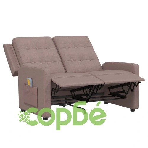 2-местен масажен реклайнер, таупе, текстил ➤ топ цена ➤ sorbe.bg