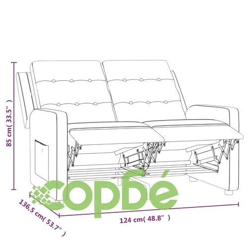2-местен масажен реклайнер, таупе, текстил ➤ топ цена ➤ sorbe.bg