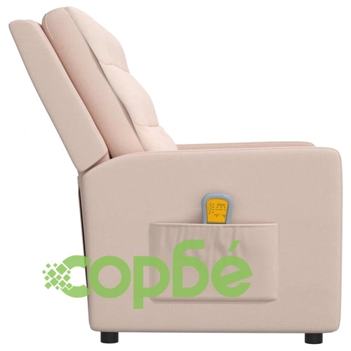 2-местен масажен реклайнер, кремав, текстил ➤ топ цена ➤ sorbe.bg
