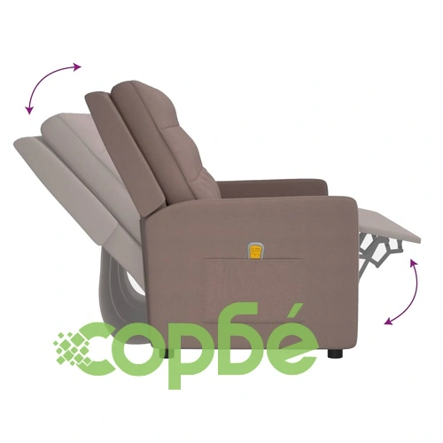 3-местен масажен реклайнер, таупе, текстил ➤ топ цена ➤ sorbe.bg