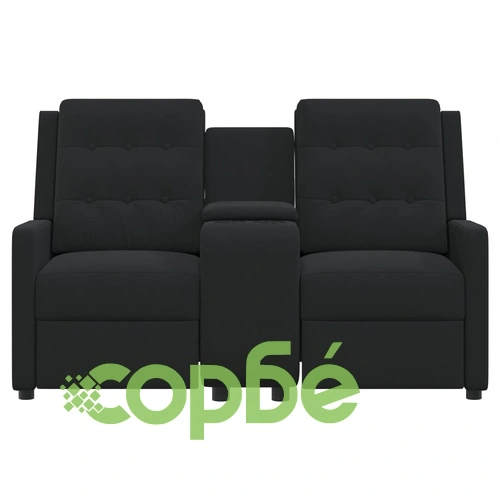 2-местен масажен реклайнер с държачи за чаши, черно ➤ топ цена ➤ sorbe.bg