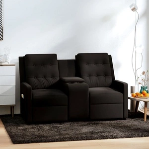 2-местен масажен реклайнер с държачи за чаши, черно