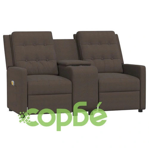 2-местен масажен реклайнер с държачи за чаши, кафяв ➤ топ цена ➤ sorbe.bg