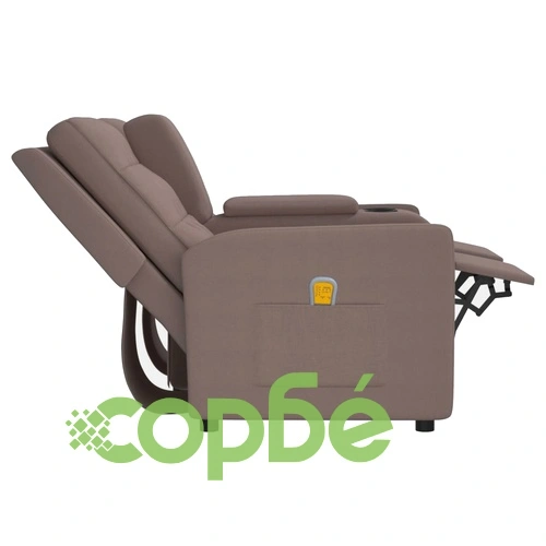 2-местен масажен реклайнер с поставка за чаша, таупе ➤ топ цена ➤ sorbe.bg