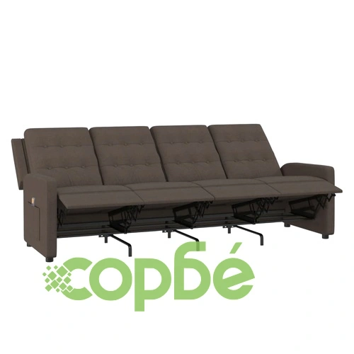 4-местен масажен реклайнер, кафяв, текстил ➤ топ цена ➤ sorbe.bg