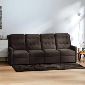 4-местен масажен реклайнер, кафяв, текстил