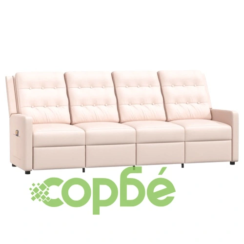 4-местен масажен реклайнер, кремав, текстил ➤ топ цена ➤ sorbe.bg