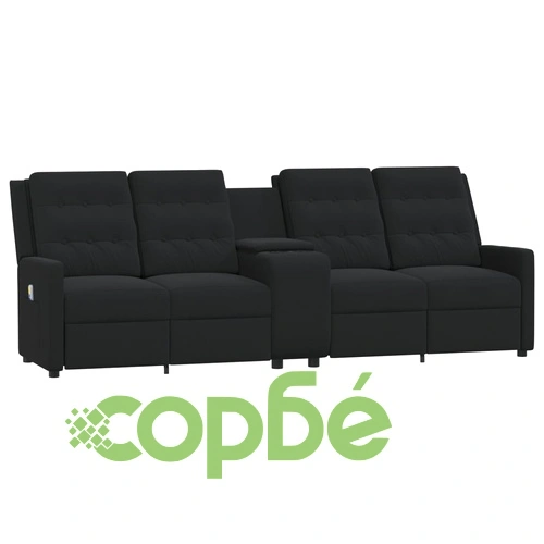 4-местен масажен реклайнер с поставка за чаша, черен ➤ топ цена ➤ sorbe.bg