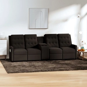 4-местен масажен реклайнер с поставка за чаша, черен