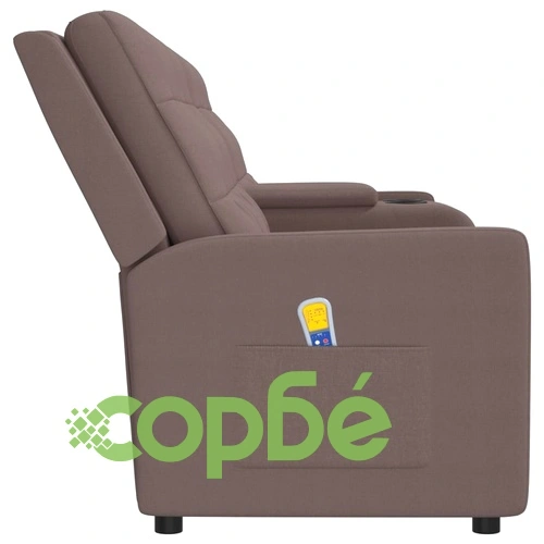 4-местен масажен реклайнер с поставка за чаша, таупе ➤ топ цена ➤ sorbe.bg