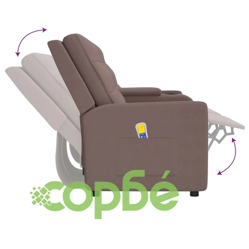4-местен масажен реклайнер с поставка за чаша, таупе ➤ топ цена ➤ sorbe.bg