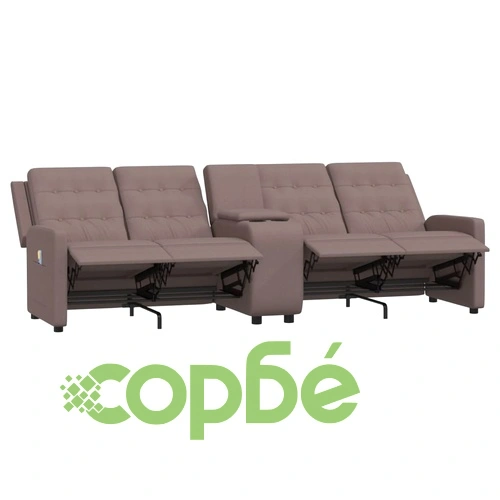 4-местен масажен реклайнер с поставка за чаша, таупе ➤ топ цена ➤ sorbe.bg