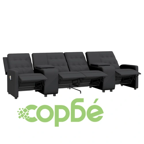 4-местен масажен реклайнер с поставки за чаши, тъмносив ➤ топ цена ➤ sorbe.bg