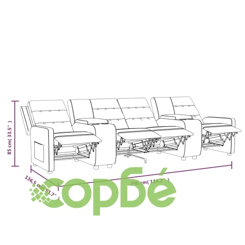 4-местен масажен реклайнер с поставки за чаши, тъмносив ➤ топ цена ➤ sorbe.bg