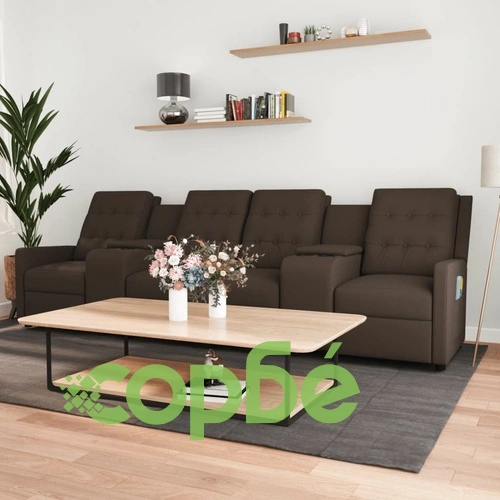 4-местен масажен реклайнер с поставки за чаши, кафяв ➤ топ цена ➤ sorbe.bg