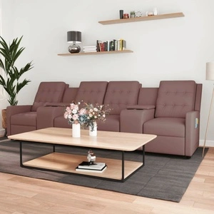 4-местен масажен реклайнер с поставки за чаши, таупе