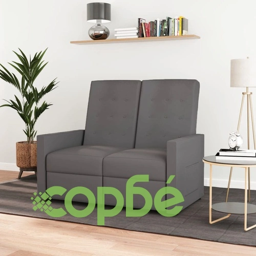 2-местен реклайнер, светлосив, текстил ➤ топ цена ➤ sorbe.bg