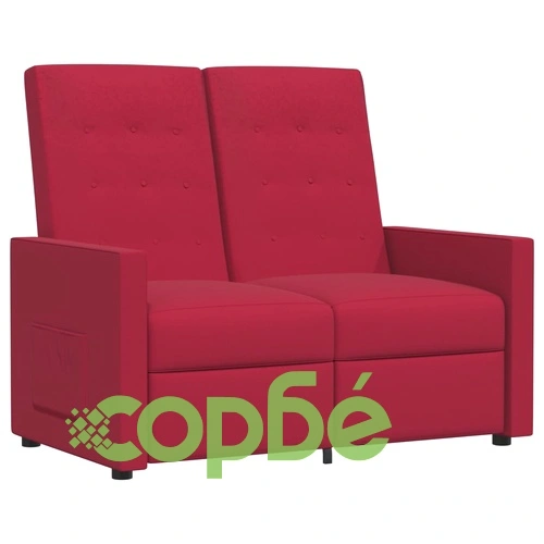 2-местен реклайнер, виненочервен, текстил ➤ топ цена ➤ sorbe.bg