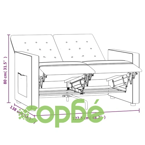 2-местен реклайнер, кремав, текстил ➤ топ цена ➤ sorbe.bg