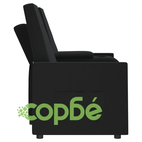 2-местен реклайнер с поставка за чаша, черен, текстил ➤ топ цена ➤ sorbe.bg