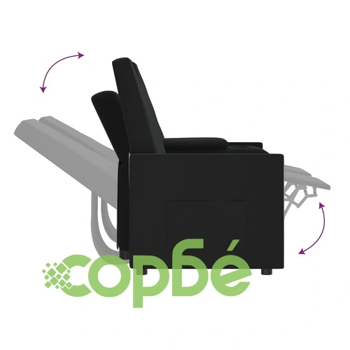 2-местен реклайнер с поставка за чаша, черен, текстил ➤ топ цена ➤ sorbe.bg