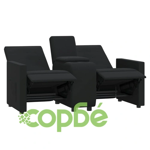 2-местен реклайнер с поставка за чаша, черен, текстил ➤ топ цена ➤ sorbe.bg